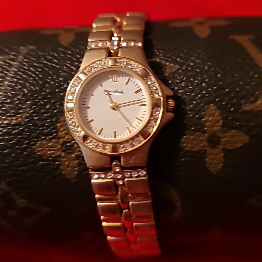 Dufonte Gold & Crystal Ladies' Quartz Watch